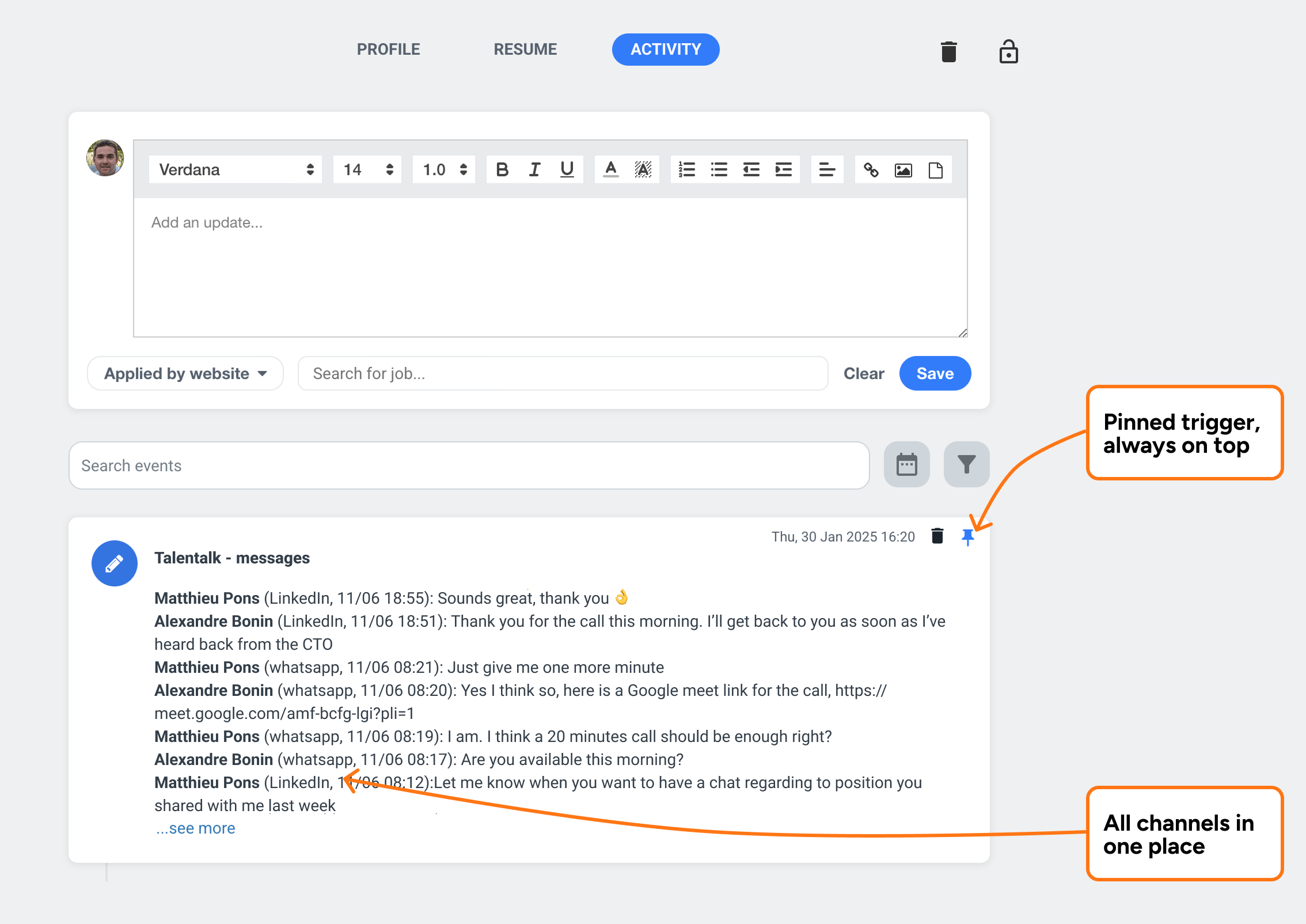 LinkedIn - Loxo synced messages