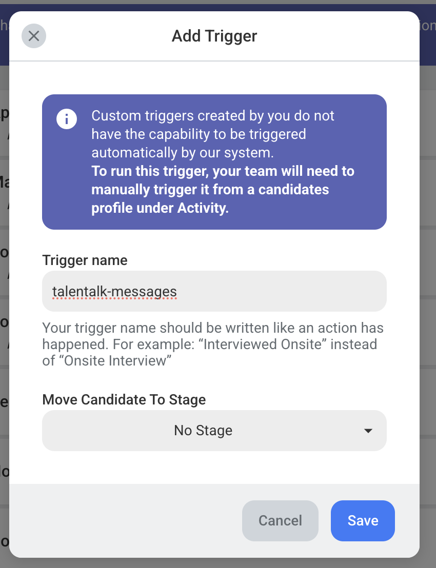 Image of the trigger settings page in Loxo